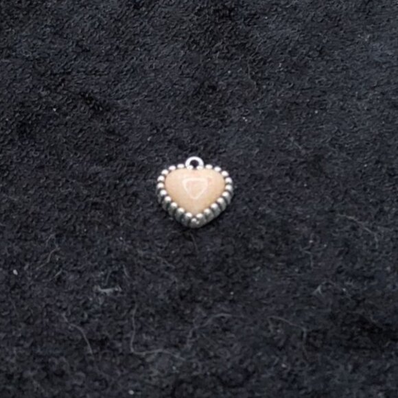 Vintage .925 R Sterling Silver Tulip Makers Mark Amazonite Cabochon Inset Charm - Picture 2 of 4